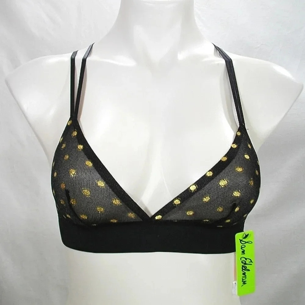 MEDIUM Sam Edelman Mesh Dot Bralette Gold & Black NWT‎